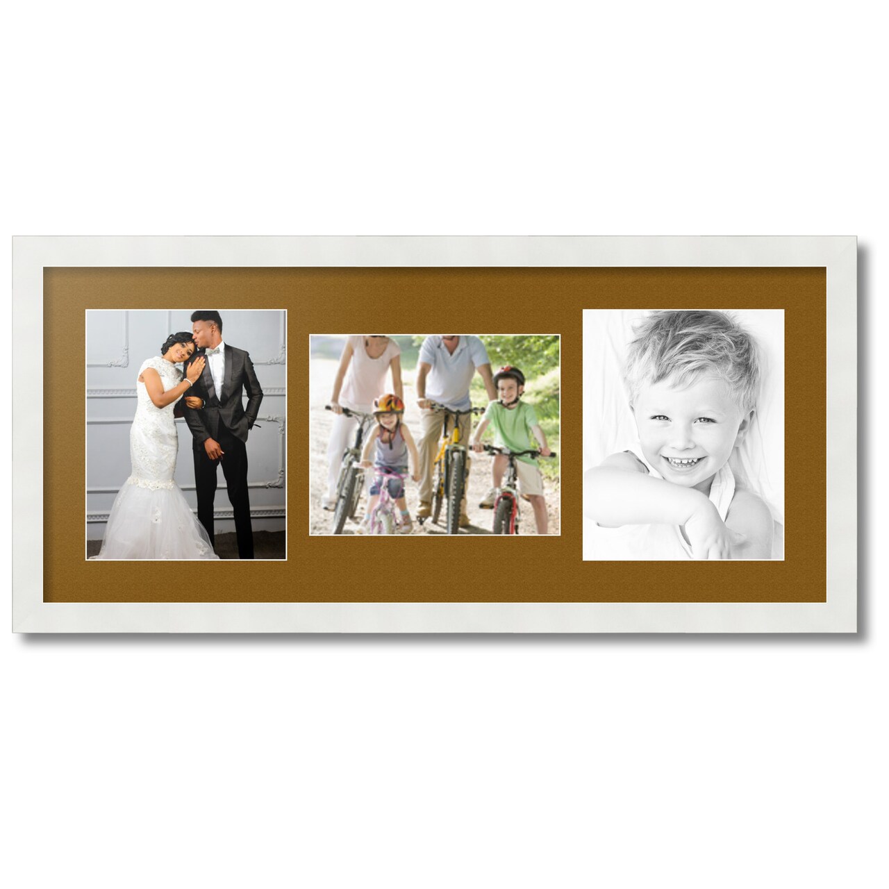 ArtToFrames Collage Photo Picture Frame with 3 - 8x10 inch Openings, Framed in White with Over 62 Mat Color Options and Plexi Glass (CSM-3966-117)